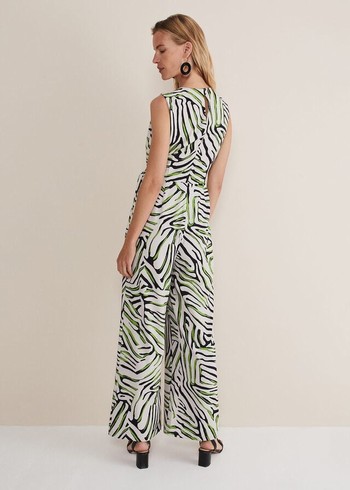 Phase Eight Tamsin Zebra Print Wide Leg Jumpsuit Green Canada | CIOYJA-038